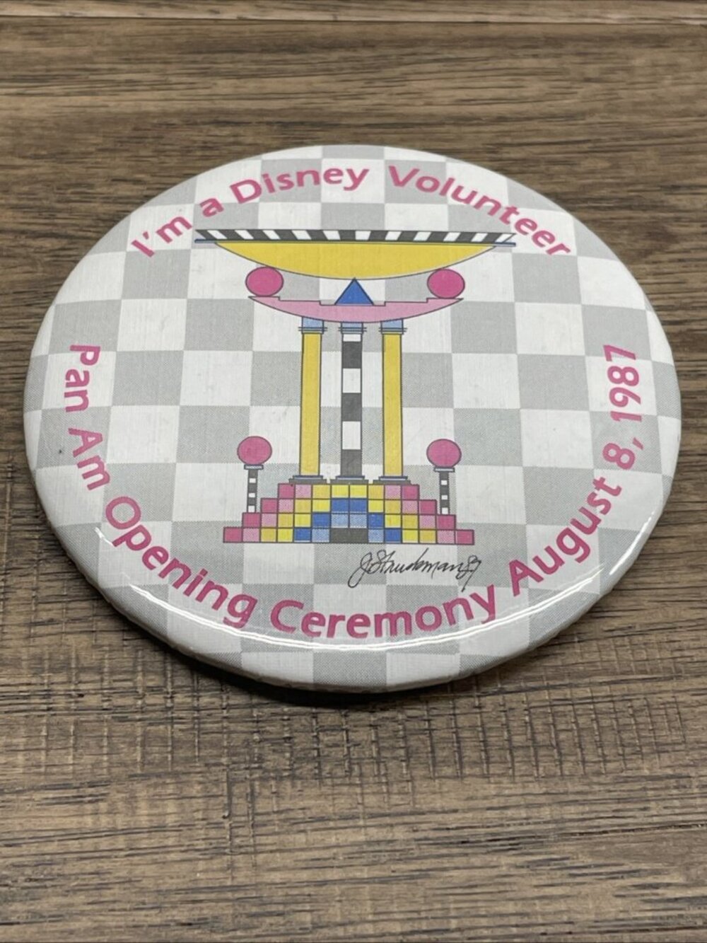 Disney Vintage I’m a Volunteer Pan Am Opening Ceremony Aug 1987 Pin KG JD